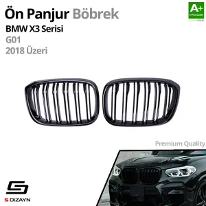 S-Dizayn Bmw X3 G01 Ön Panjur Böbrek Parlak Siyah Piano Black M X3 Model 2018 Üzeri thumb 2