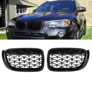 BMW X3 2010-2017 (F25) uyumlu X4 F25/F26 Ön Panjur Böbrek Parlak Siyah Piano Black Diamond Model 2014-2017 modelleri Oto Aksesuar Shop'de. Kaliteli malzeme,