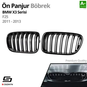 S-Dizayn Bmw X3 F25 Ön Panjur Böbrek Parlak Siyah Piano Black M X3 Model 2011-2013 thumb 2