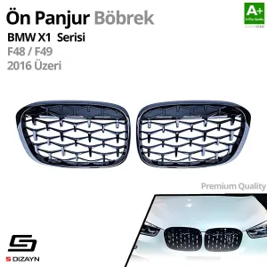 S-Dizayn Bmw X1 F48/F49 Ön Panjur Böbrek Parlak Siyah Piano Black Diamond Model 2016 Üzeri thumb 2