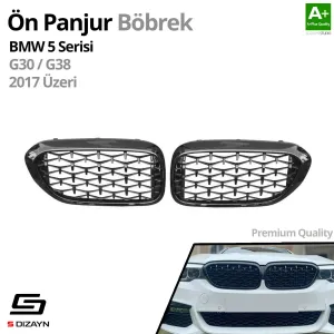 S-Dizayn Bmw 5 Serisi G30/G38 Ön Panjur Böbrek Parlak Siyah Piano Black Diamond Model 2017 Üzeri thumb 2