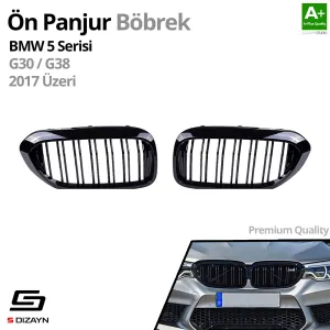 S-Dizayn Bmw 5 Serisi G30/G38 Ön Panjur Böbrek Parlak Siyah Piano Black M5 Model 2017 Üzeri thumb 2