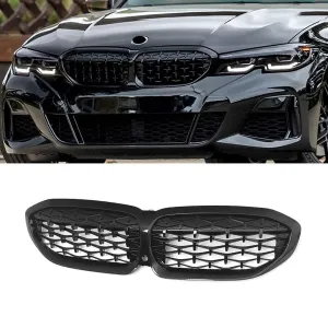 Bmw 3 Serisi 2019-Günümüz (G20) G28 Ön Panjur Böbrek Parlak Siyah Piano Black Diamond Model