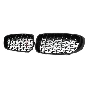 S-Dizayn Bmw 3 Serisi GT F34 GT Ön Panjur Böbrek Parlak Siyah Çerçeveli Krom Diamond Model 2012-2017 thumb 4