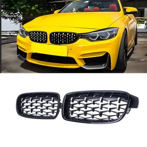 S-Dizayn Bmw 3 Serisi F30/F31/F35 Ön Panjur Böbrek Parlak Siyah Çerçeveli Krom Diamond Model 2012-2017 thumb 1