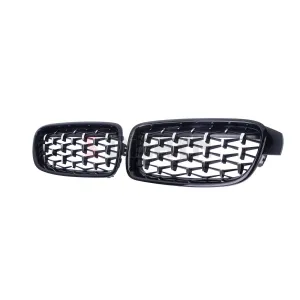 S-Dizayn Bmw 3 Serisi F30/F31/F35 Ön Panjur Böbrek Parlak Siyah Çerçeveli Krom Diamond Model 2012-2017 thumb 3