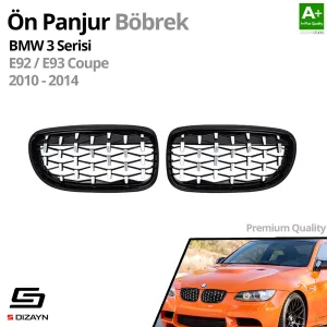Drs Tuning Bmw 3 Serisi Coupe E92/E93 Coupe Ön Panjur Böbrek Parlak Siyah Çerçeveli Krom Diamond Model 2010-2014 - Görsel 2