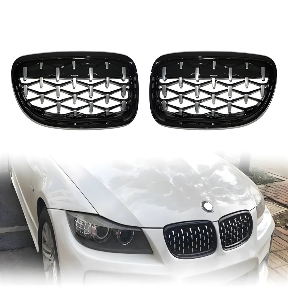 Drs Tuning Bmw 3 Serisi E90/E91 Ön Panjur Böbrek Parlak Siyah Çerçeveli Krom Diamond Model 2009-2012