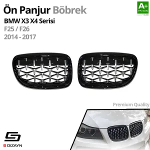 S-Dizayn Bmw 3 Serisi E90/E91 Ön Panjur Böbrek Parlak Siyah Çerçeveli Krom Diamond Model 2009-2012 - Görsel 2