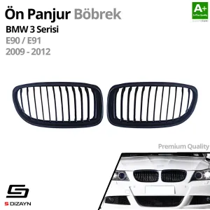 S-Dizayn Bmw 3 Serisi E90/E91 Ön Panjur Böbrek Parlak Siyah Piano Black Düz Model 2009-2012 thumb 2