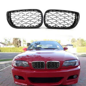 BMW 3 Serisi 1997-2006 (E46) uyumlu E46 Ön Panjur Böbrek Parlak Siyah Çerçeveli Krom Diamond Model 2002-2005 modelleri Oto Aksesuar Shop'de. Kaliteli malzeme,