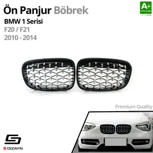 S-Dizayn Bmw 1 Serisi F20/F21 Ön Panjur Böbrek Parlak Siyah Çerçeveli Krom Diamond Model 2011-2015 thumb 2