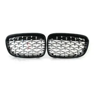 S-Dizayn Bmw 1 Serisi F20/F21 Ön Panjur Böbrek Parlak Siyah Çerçeveli Krom Diamond Model 2011-2015 thumb 3
