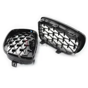 S-Dizayn Bmw 1 Serisi E81/E87 Ön Panjur Böbrek Parlak Siyah Piano Black Diamond Model 2008-2012 - Görsel 5