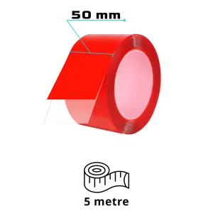 S-Dizayn Çift Taraflı Bant 50mm x 5 Metre Şeffaf Silikon VHB Bant 12'li Koli A+Kalite - Görsel 2