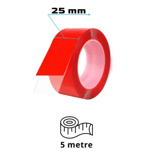 S-Dizayn Çift Taraflı Bant 25mm x 5 Metre Şeffaf Silikon VHB Bant 24'lü Koli A+Kalite thumb 2