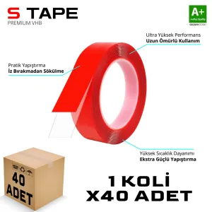 S-Dizayn Çift Taraflı Bant 15mm x 5 Metre Şeffaf Silikon VHB Bant 40'lı Koli A+Kalite						                VHB &Ccedil;ift Taraflı Şeffaf Bant
&bull; &Ccedil;if