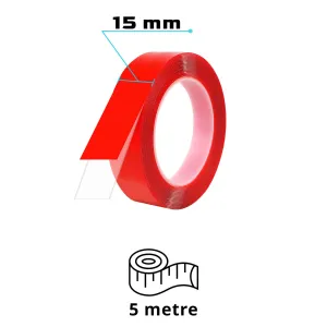 S-Dizayn Çift Taraflı Bant 15mm x 5 Metre Şeffaf Silikon VHB Bant 40'lı Koli A+Kalite thumb 2