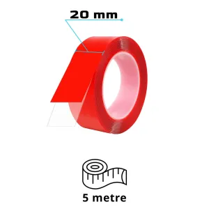 S-Dizayn Çift Taraflı Bant 20mm x 5 Metre Şeffaf Silikon VHB Bant A+Kalite thumb 2