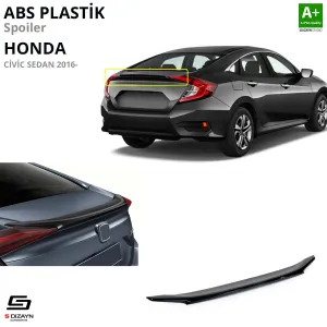Honda Civic 2015-2021 (FC5) uyumlu FC5 ABS Plastik Spoiler Parlak Siyah 2016-2021 A+Kalite modelleri Oto Aksesuar Shop'de. Kaliteli malzeme, hızlı kargo ve