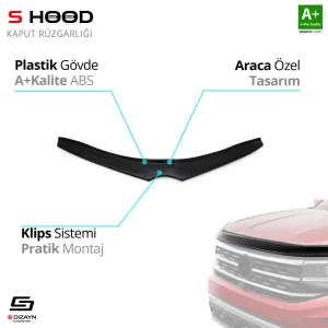 S-Dizayn Toyota Uyumlu Auris ABS Plastik Kaput Rüzgarlığı 2013-2017 A+Kalite ParçaDRS Tuning kalitesiyle tanışın! Özel olarak Toyota  model araçlar için üretile