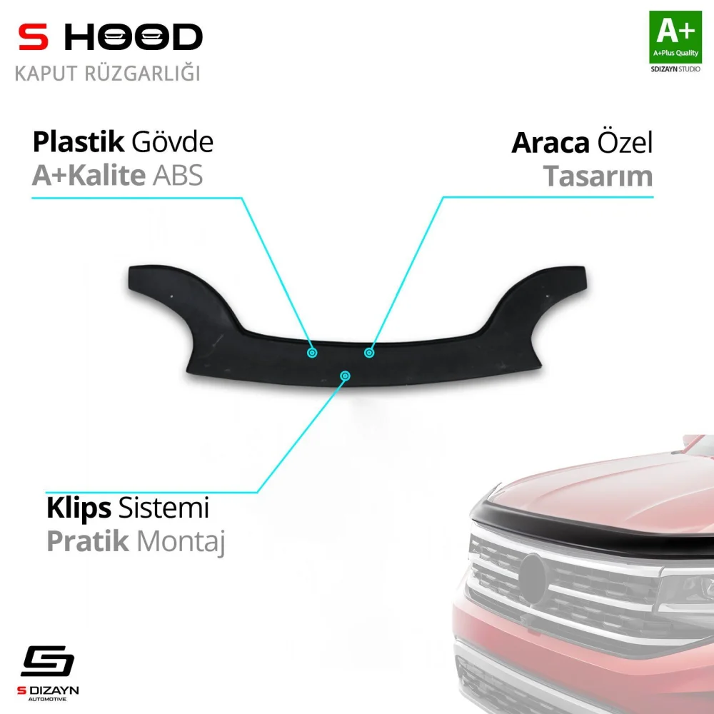 Renault Uyumlu Kangoo ABS Plastik Kaput Rüzgarlığı 1998-2008 A+Kalite Parça