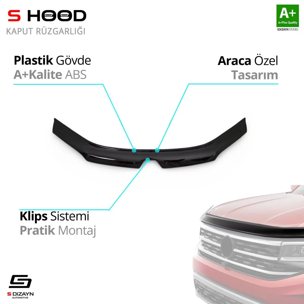 Renault Uyumlu Clio Symbol ABS Plastik Kaput Rüzgarlığı 2013 Üzeri A+Kalite Parça