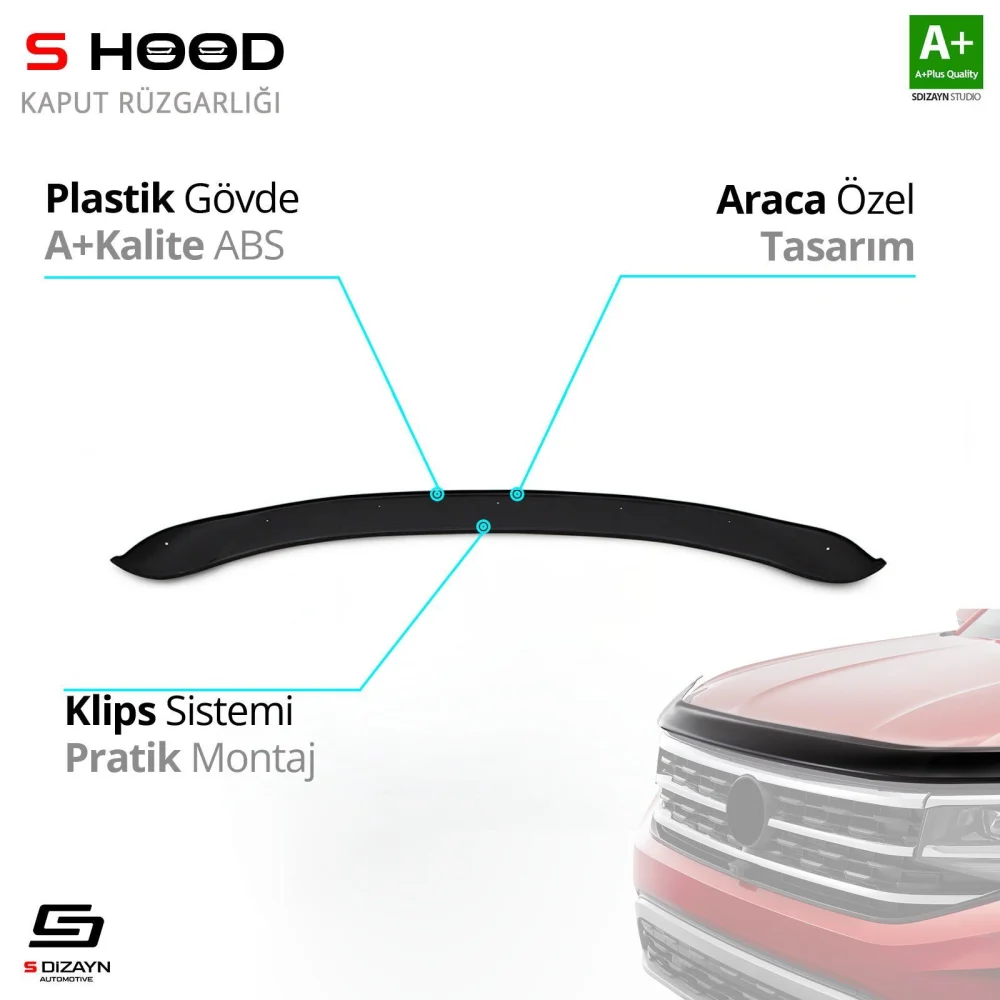 Opel Combo ABS Plastik Kaput Rüzgarlığı 2018 Üzeri A+Kalite