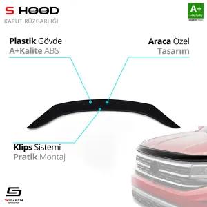 S-Dizayn Opel Uyumlu Vivaro ABS Plastik Kaput Rüzgarlığı 2014-2018 A+Kalite ParçaDRS Tuning kalitesiyle tanışın! Özel olarak Opel  model araçlar için üretilen b