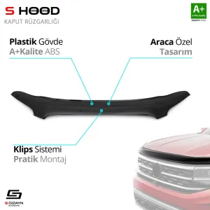 S-Dizayn Ford Uyumlu Transit ABS Plastik Kaput Rüzgarlığı 2019 Üzeri A+Kalite ParçaDRS Tuning kalitesiyle tanışın! Özel olarak Ford  model araçlar için üretilen