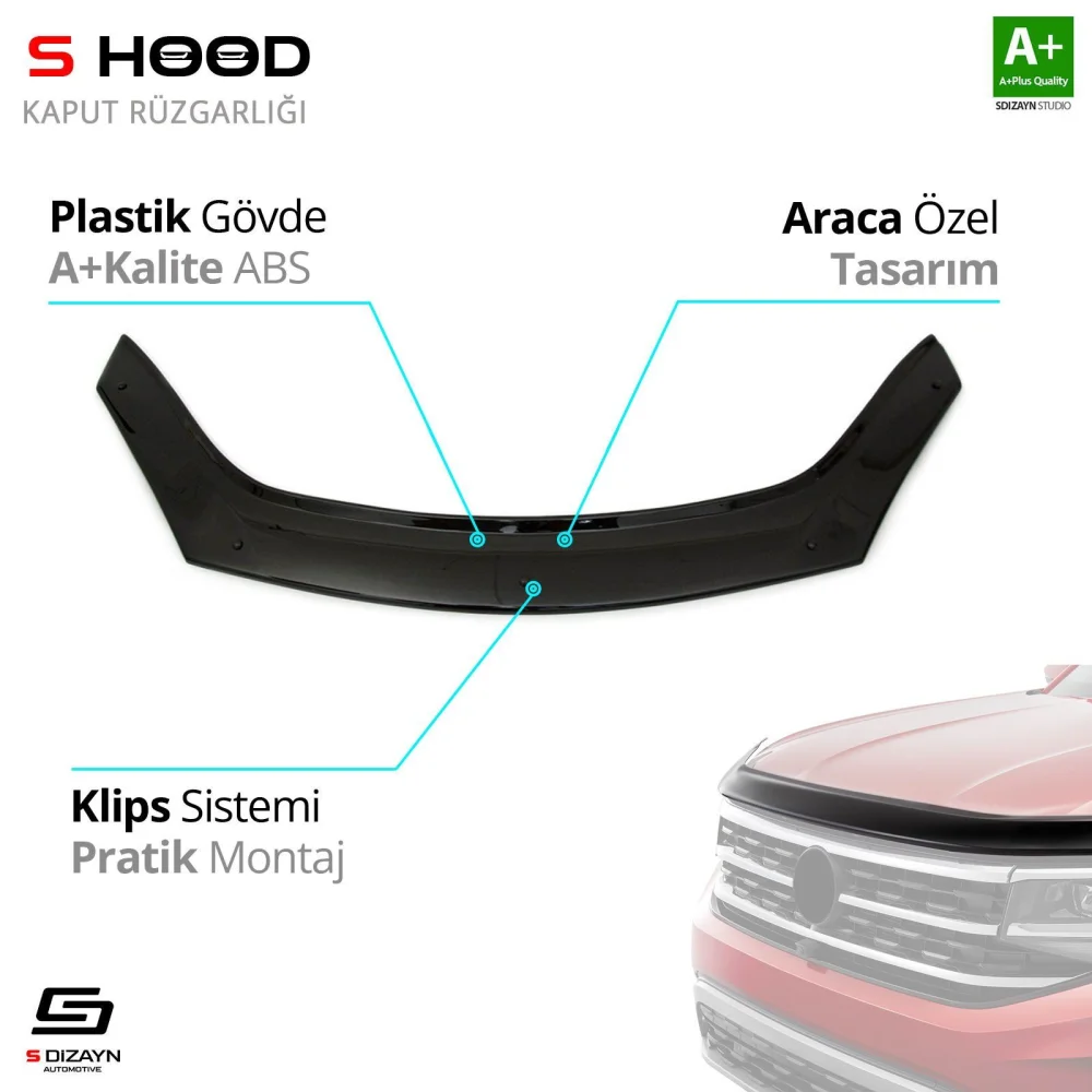 Dacia Uyumlu Sandero ABS Plastik Kaput Rüzgarlığı 2009-2012 A+Kalite Parça
