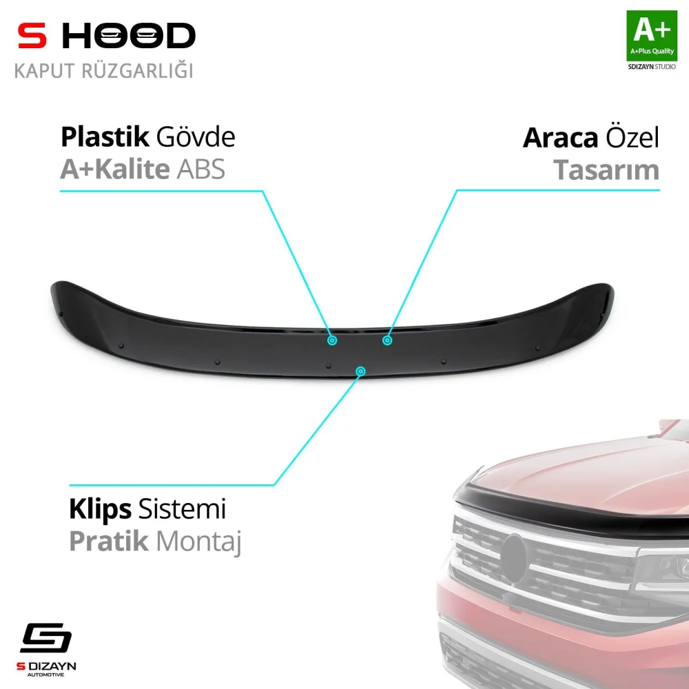 Citroen Uyumlu Berlingo ABS Plastik Kaput Rüzgarlığı 2018 Üzeri A+Kalite Parça