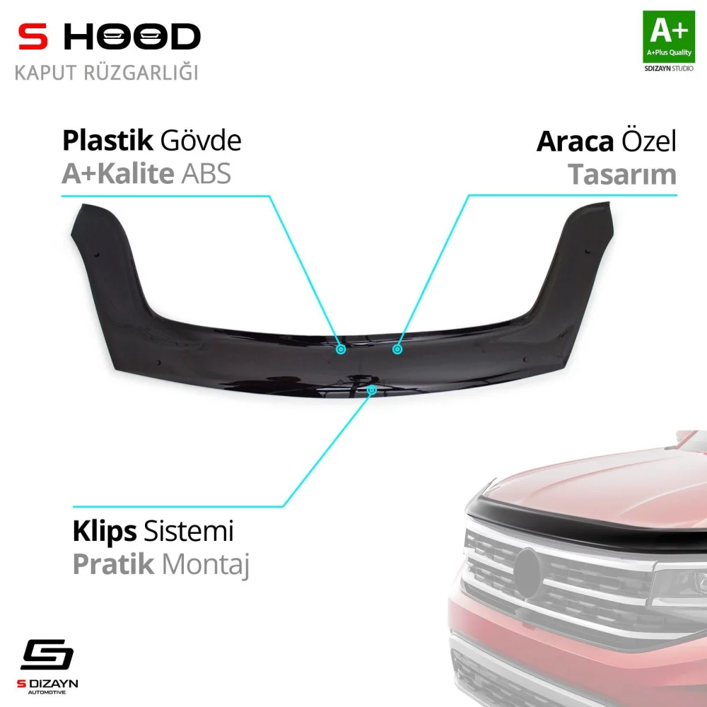 S-Dizayn Citroen Uyumlu Berlingo ABS Plastik Kaput Rüzgarlığı 2008-2018 A+Kalite Parça