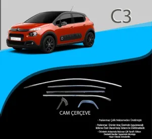 Citroen C3 Uyumlu Krom Cam Çerçevesi 12 Parça  (2017+)DRS Tuning kalitesiyle tanışın! Özel olarak Citroen  model araçlar için üretilen bu ürün, otomobilinizin h