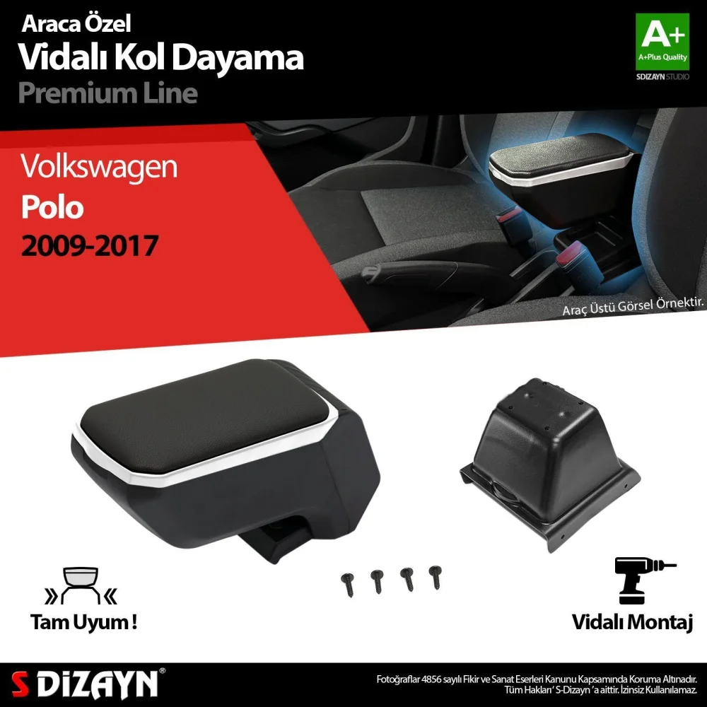 Drs Tuning VW Polo 5 ABS Vidalı Kol Dayama Kolçak Gri 2009-2017 A+Kalite