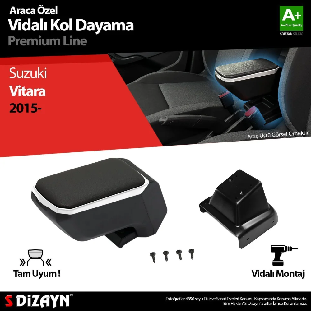 Drs Tuning Suzuki Vitara ABS Vidalı Kol Dayama Kolçak Gri 2015-2019 A+Kalite