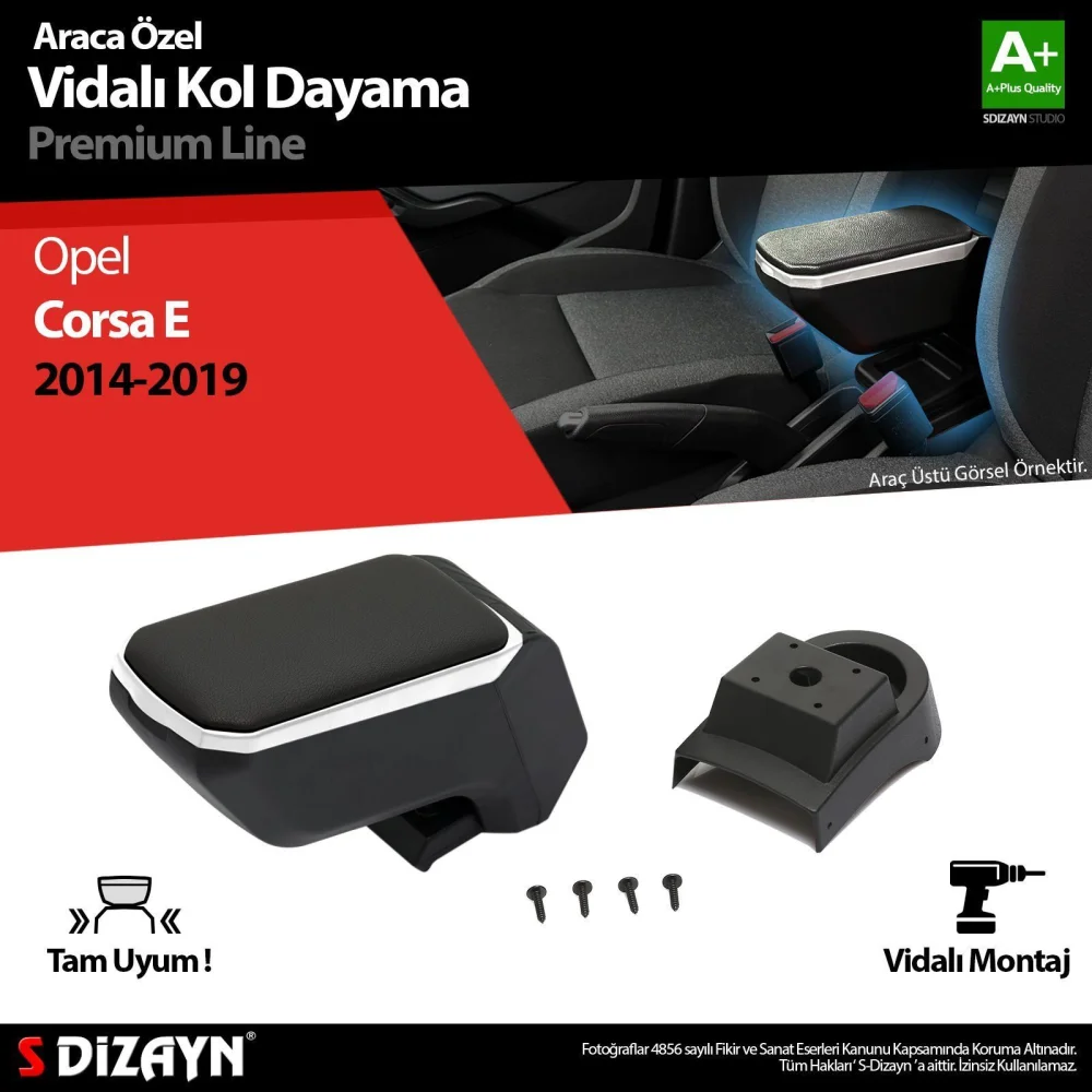 Opel Corsa Uyumlu E ABS Vidalı Kol Dayama Kolçak Gri 2014-2019 A+Kalite Parça