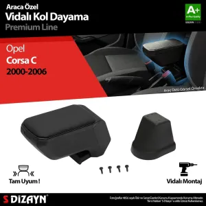 S-Dizayn Opel Corsa C ABS Vidalı Kol Dayama Kolçak Siyah 2000-2006 A+Kalite						                Araca &Ouml;zel Ge&ccedil;me Kol&ccedil;ak&bull; Aracınızın kon