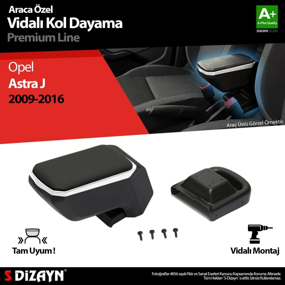 Drs Tuning Opel Astra J ABS Vidalı Kol Dayama Kolçak Gri 2009-2016 A+Kalite