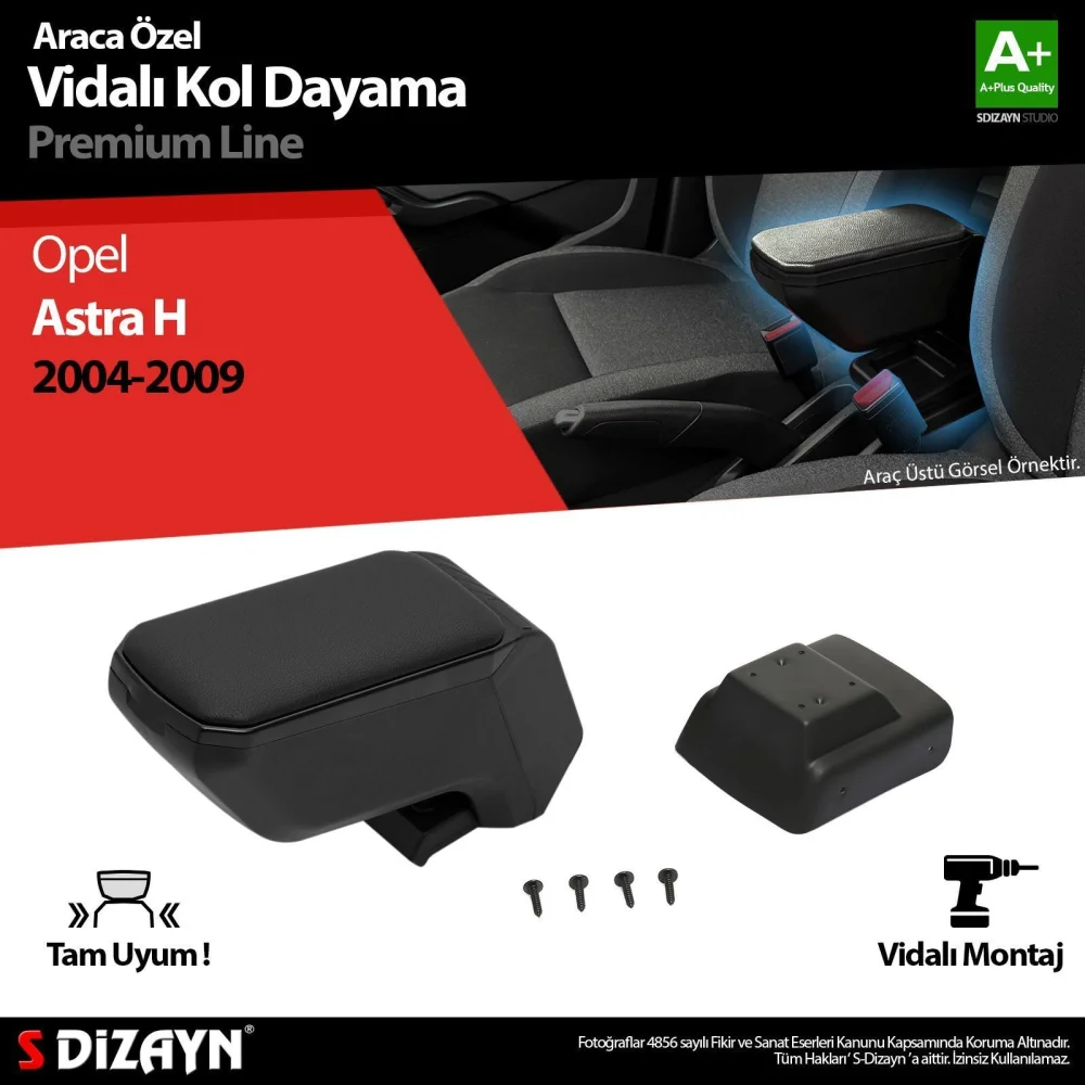 Drs Tuning Opel Astra H ABS Vidalı Kol Dayama Kolçak Siyah 2004-2009 A+Kalite