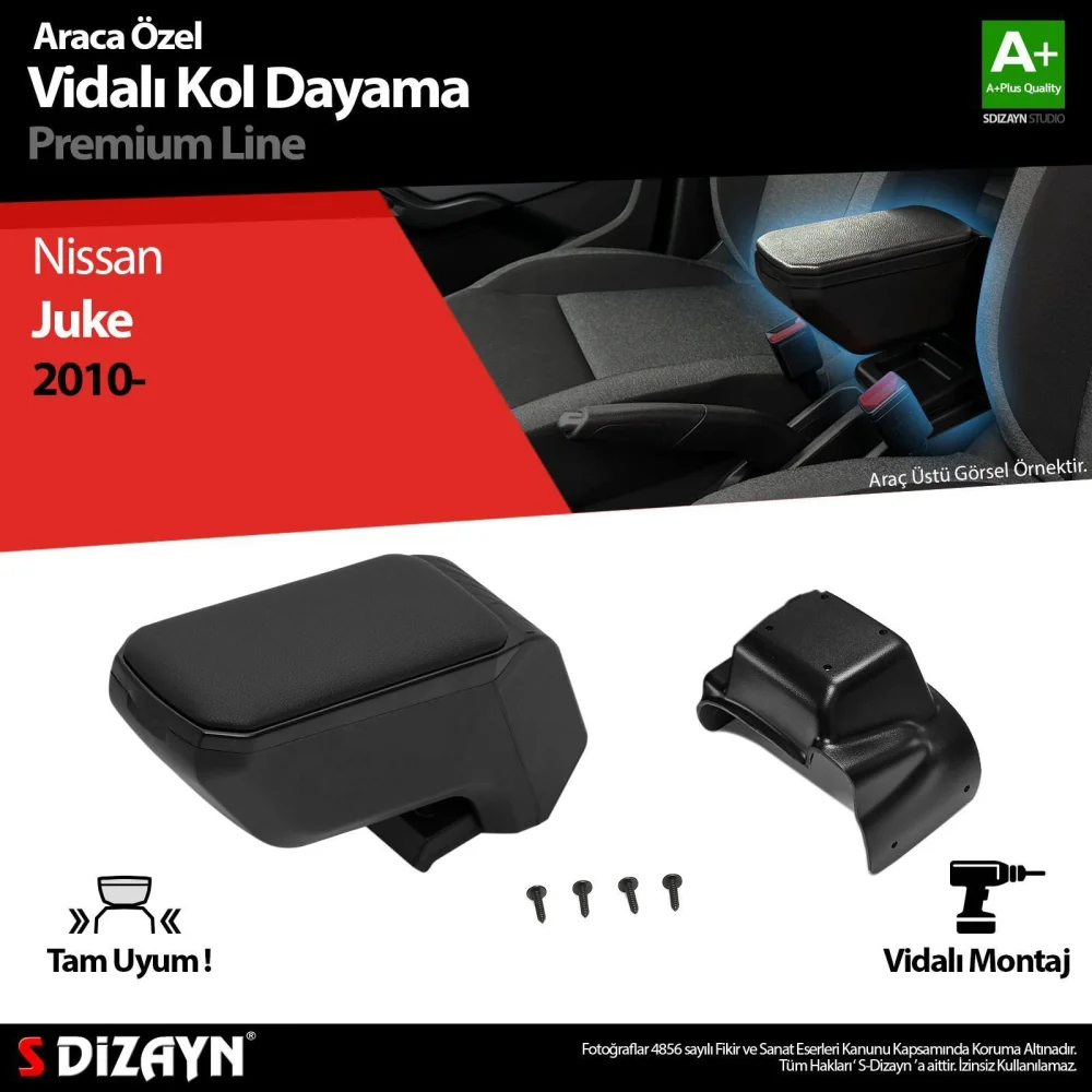 Drs Tuning Nissan Juke ABS Vidalı Kol Dayama Kolçak Siyah 2010 Üzeri A+Kalite