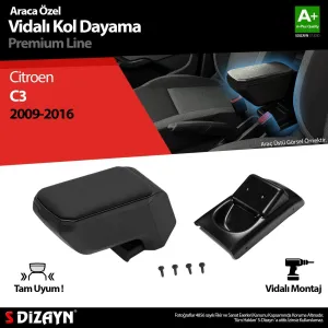 S-Dizayn Citroen C3 Kol Dayama Kolçak ABS Vidalı Siyah 2009-2016 A+Kalite						                Araca &Ouml;zel Ge&ccedil;me Kol&ccedil;ak&bull; Aracınızın konso