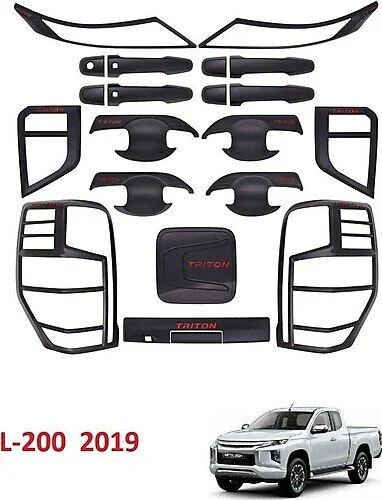 Mitsubishi L200 Uyumlu Dış Kaplama Seti Siyah Set Full 2019+ 17 Parça