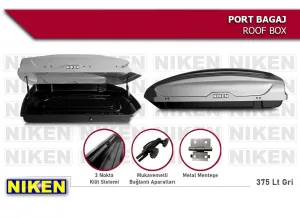 Niken Araç Uyumlu Üstü Port Bagaj Kapalı Tabut 3 Kilitli 375 Lt Gri Parça thumb 2