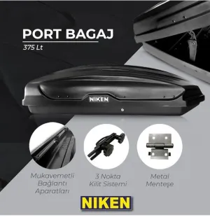 Niken Araç Uyumlu Üstü Port Bagaj Kapalı Tabut 3 Kilitli 375 Lt Siyah Parça - Görsel 2