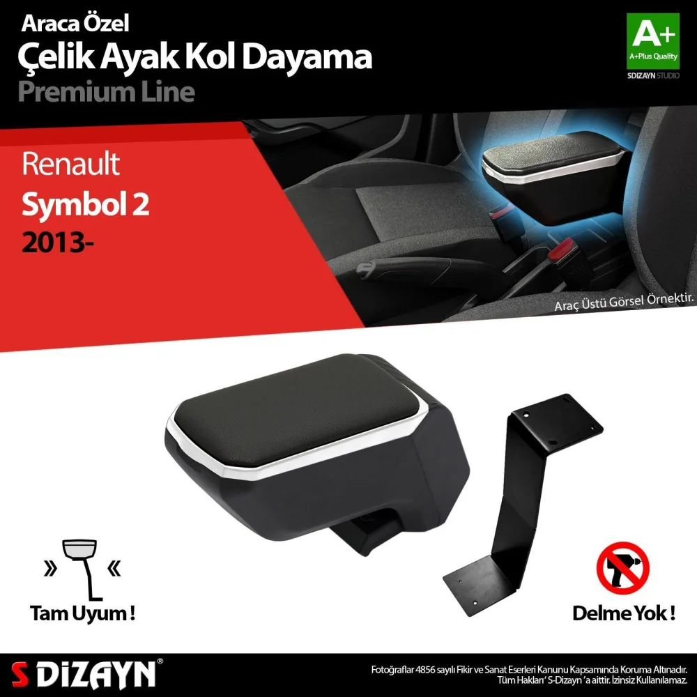 Drs Tuning Renault Symbol Kol Dayama Kolçak Çelik Ayaklı ABS Gri 2013-2017 A+Kalite