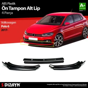 Volkswagen Polo 2017-Günümüz (AW) uyumlu 6 ABS Plastik Ön Tampon Alt Lip Siyah Ekli 4 Parça. 2017 Üzeri A+Kalite Parça modelleri Oto Aksesuar Shop'de. Kaliteli