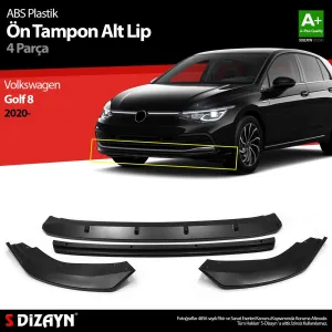 Volkswagen Golf 2019-Günümüz (Mk8) uyumlu 8 ABS Plastik Ön Tampon Alt Lip Siyah Ekli 4 Parça. 2020 Üzeri A+Kalite Parça modelleri Oto Aksesuar Shop'de.