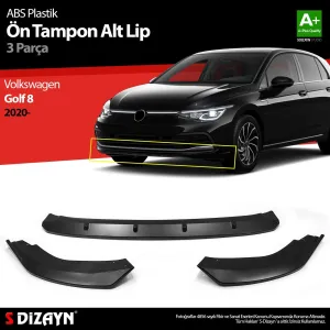 Volkswagen Golf 2019-Günümüz (Mk8) uyumlu 8 ABS Plastik Ön Tampon Alt Lip 3 Parça. 2020 Üzeri A+Kalite Parça modelleri Oto Aksesuar Shop'de. Kaliteli malzeme,