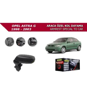 Opel Astra Uyumlu G 1998-2003 Araca Özel Kol Dayama Siyah Niken Parça thumb 2
